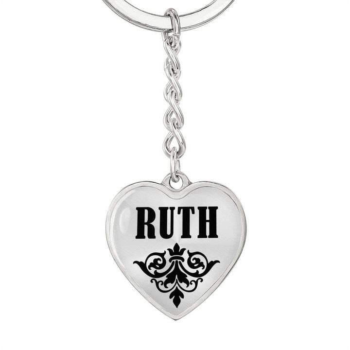 Stainless Heart Pendant Keychain Gift For Girl Name Ruth