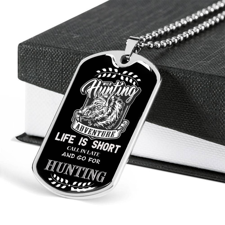 Life Is Short Stainless Dog Tag Pendant Necklace Gift For Dad Hunting Dad