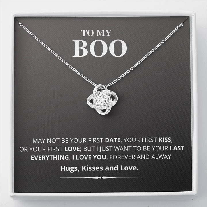 Your Last Everything 14K White Gold Love Knot Necklace Gift For My Boo