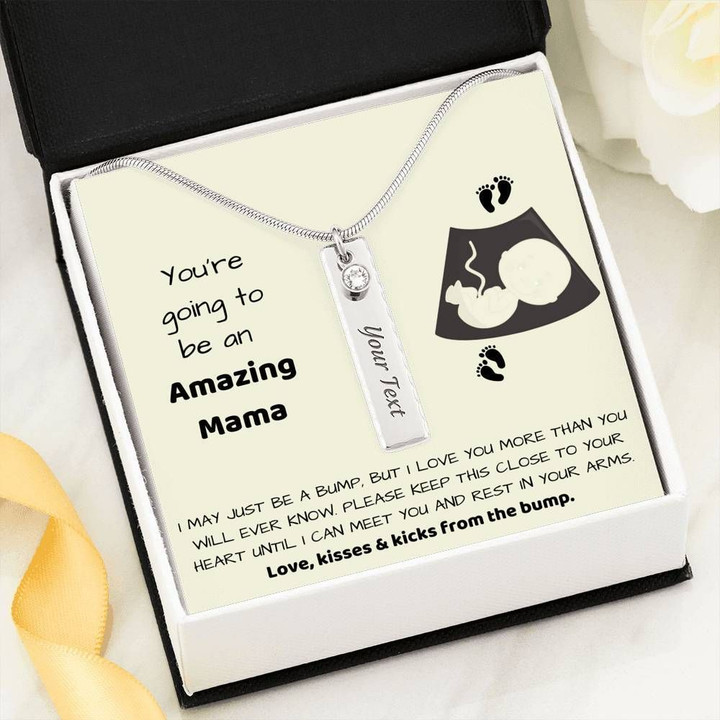 Rest In Your Arms Foetus Birthstone Name Bar Necklace Gift For Mom Mama