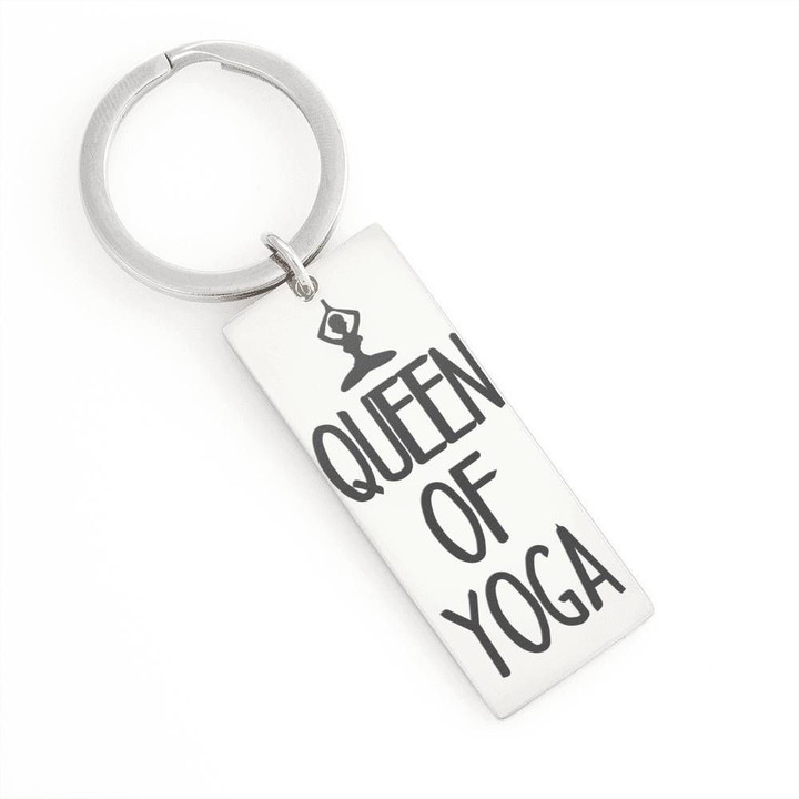 Queen Of Yoga Engraved Keyring Gift For Yoga Lovers