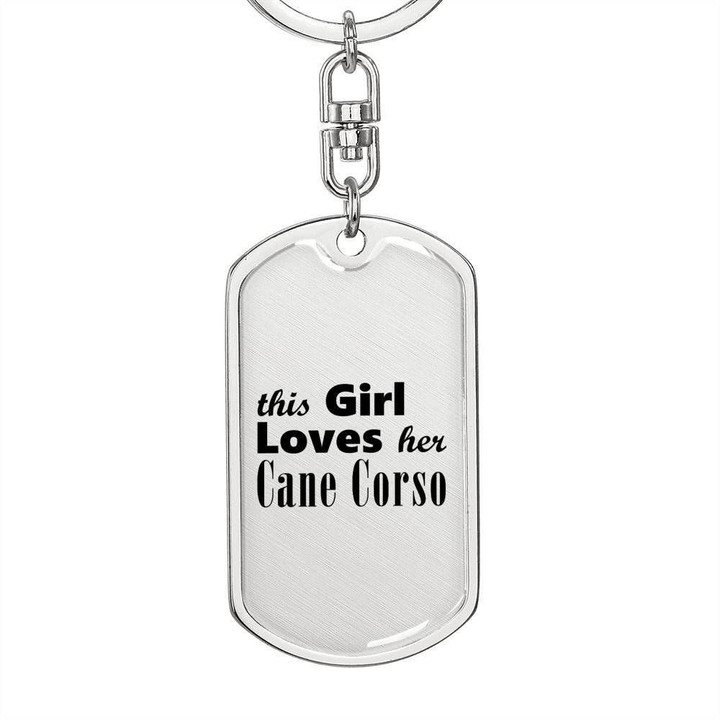 This Girl Loves Cane Corso Stainless Dog Tag Pendant Keychain Gift For Women