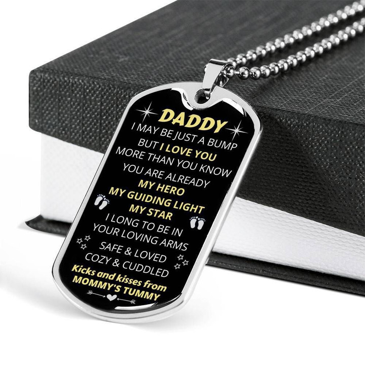 I May Be Just A Bump But I Love You More Than You Know Dog Tag Necklace Gift For Dad To Be