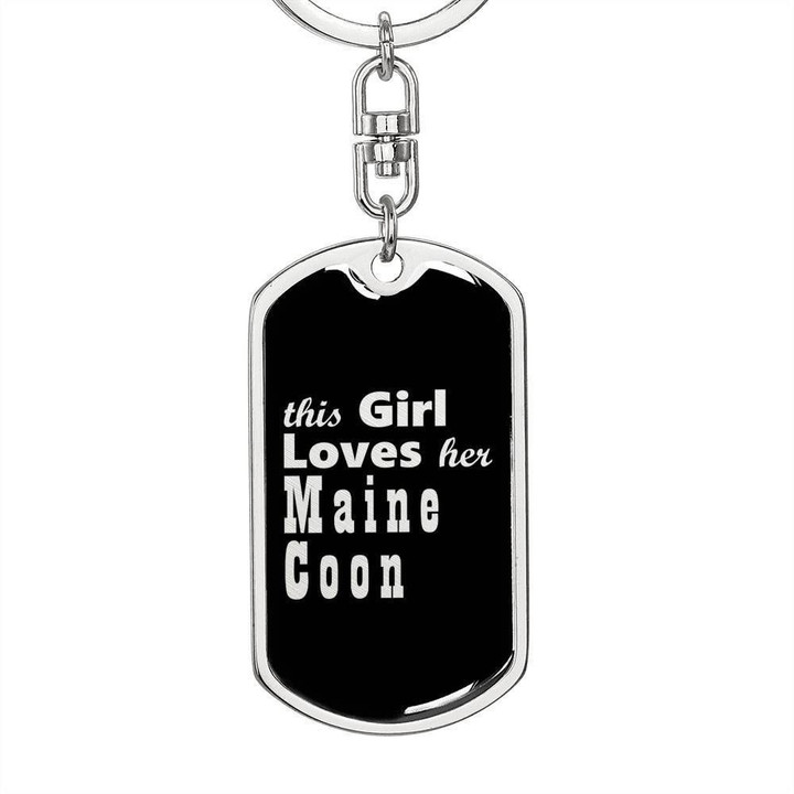 This Girl Loves Maine Coon Dog Tag Pendant Keychain Gift For Women