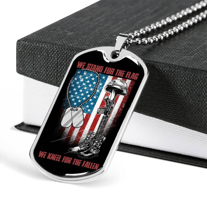 We Stand For The Flag Stainless Dog Tag Pendant Necklace Gift For Men