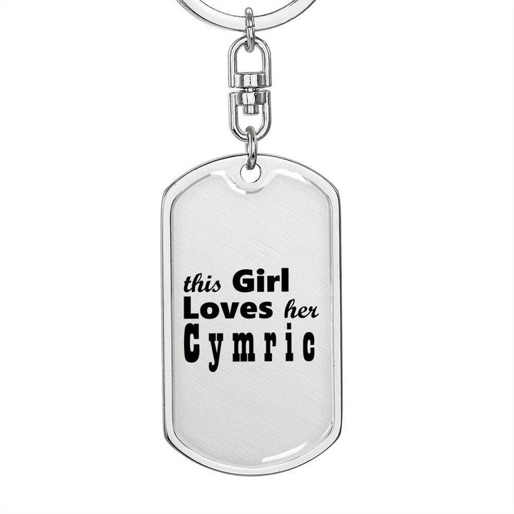 This Girl Loves Cymric Stainless Dog Tag Pendant Keychain Gift For Women