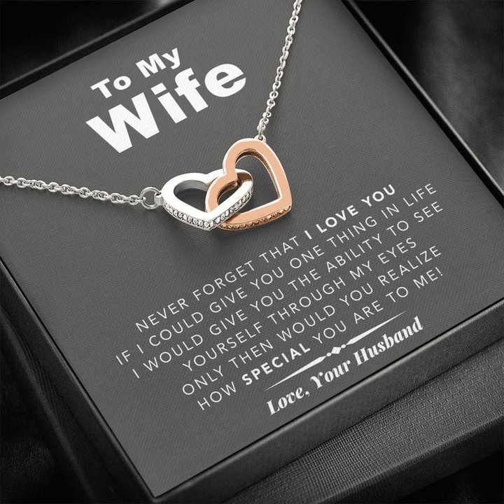 How Special You Are Gray Background Interlocking Hearts Necklace Gift For Wife
