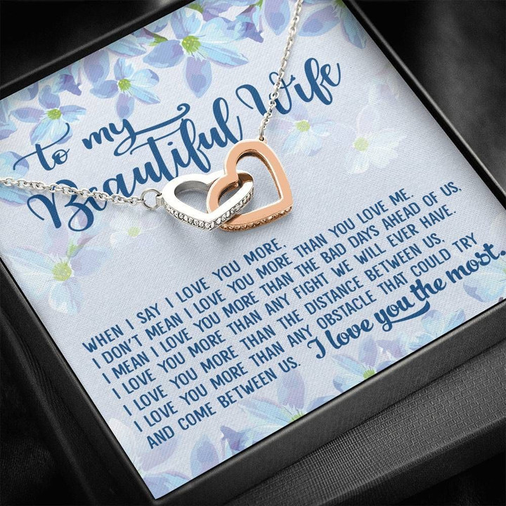 When I Say I Love You More Interlocking Hearts Necklace Gift For Wife