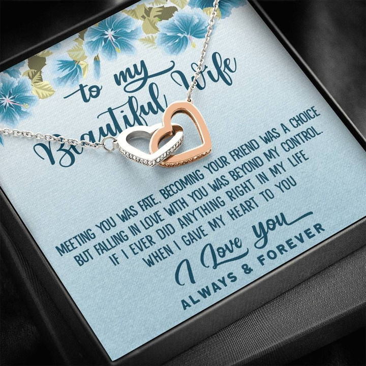 When I Gave My Heart To You Interlocking Hearts Necklace Gift For Wife