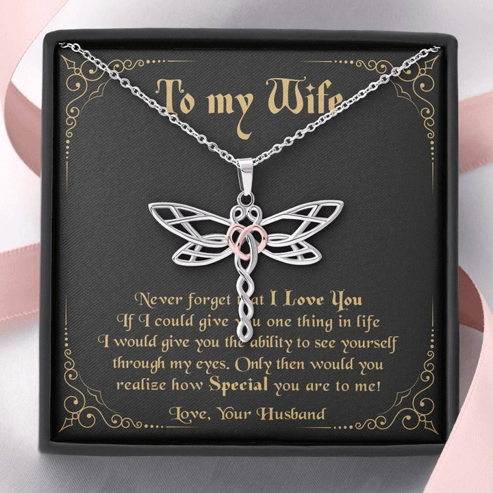 Never Forget That I Love You Dragonfly Dreams Necklace Gift For Wife