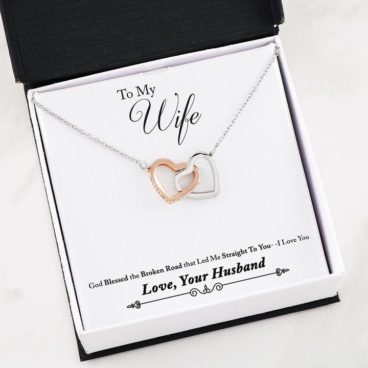 Led Me Straight To You Interlocking Hearts Necklace Gift For Wife