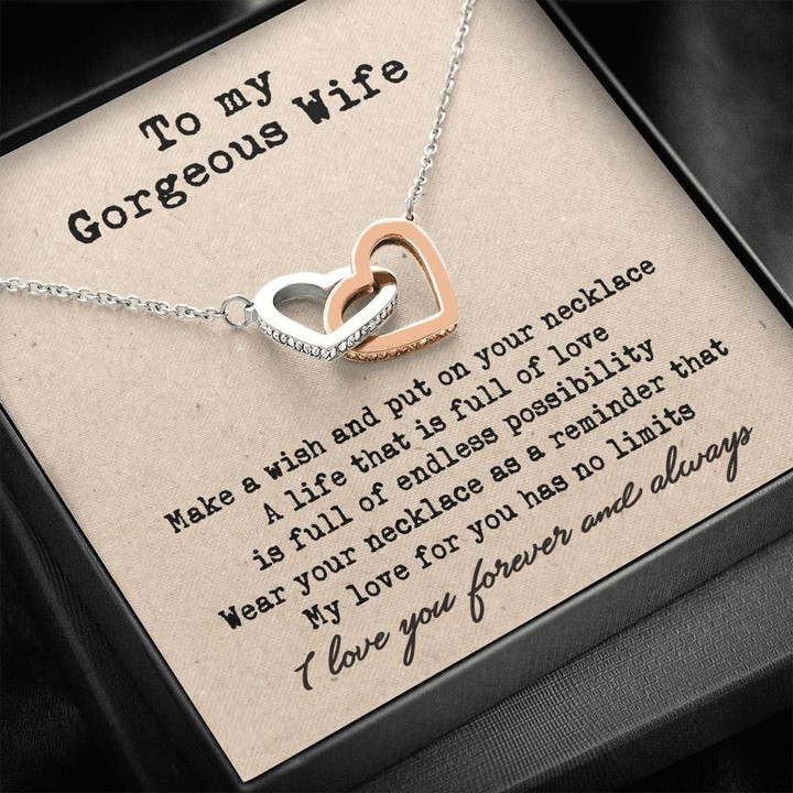 My Love For You Interlocking Hearts Necklace Gift For Wife