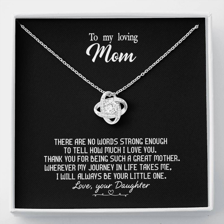 Gift For Mom How Much I Love You Black 14K White Gold Love Knot Necklace