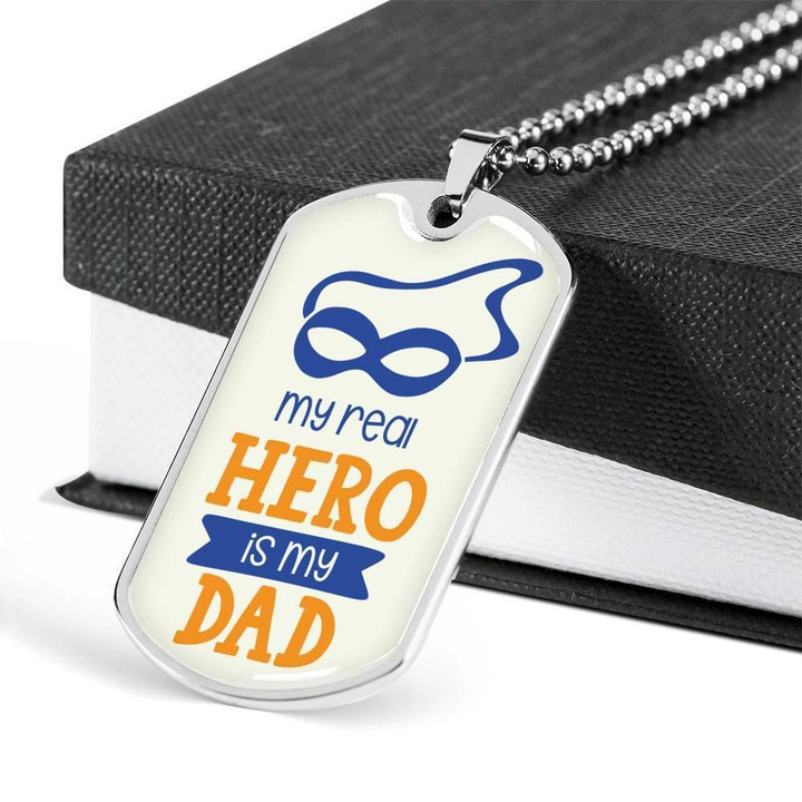 My Real Hero Is My Dad Dog Tag Pendant Necklace Gift For Men