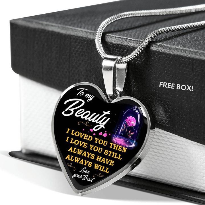 Always Love You Beauty And The Beast Stainless Heart Pendant Necklace Gift For Women
