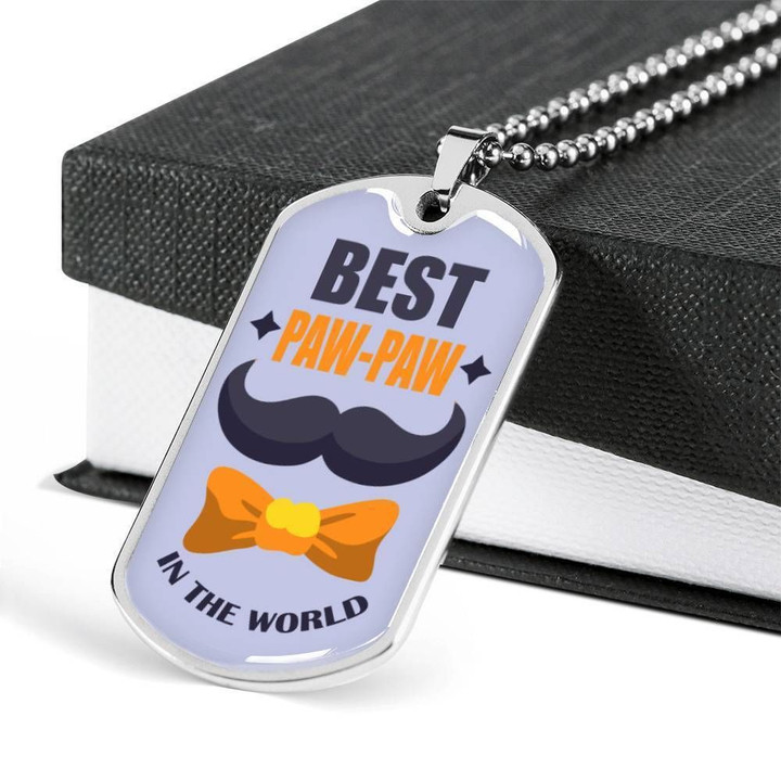 Best Paw Paw In The World Stainless Dog Tag Pendant Necklace Gift For Men
