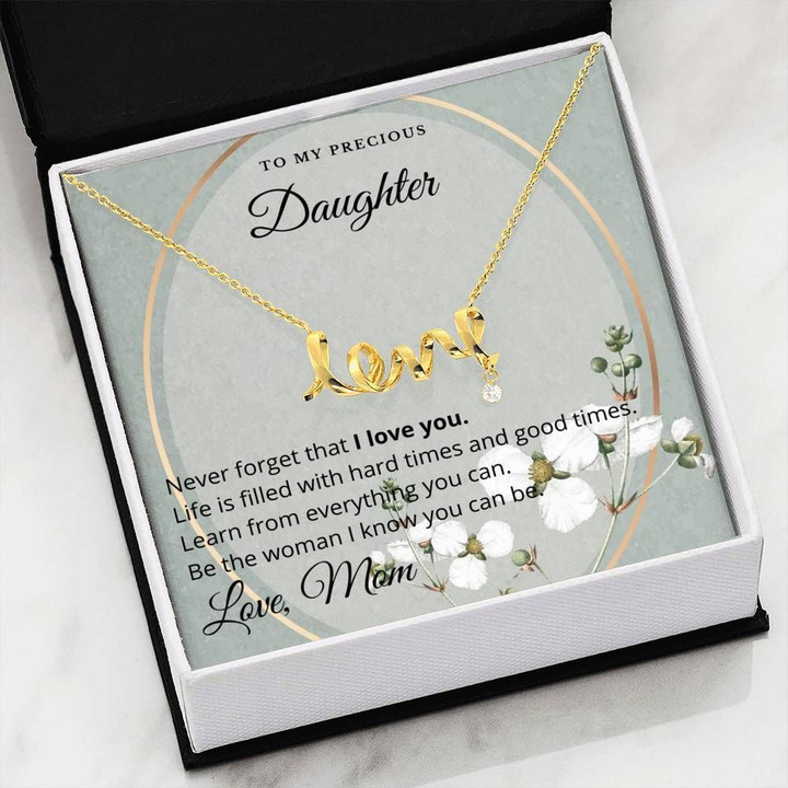Learn From Everything Cotton Tree Scripted Love Necklace Gift For Daughter