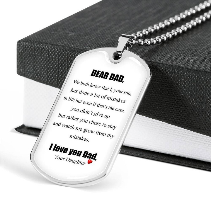 Watch Me Grow From My Mistakes Dog Tag Pendant Necklace Gift For Papa