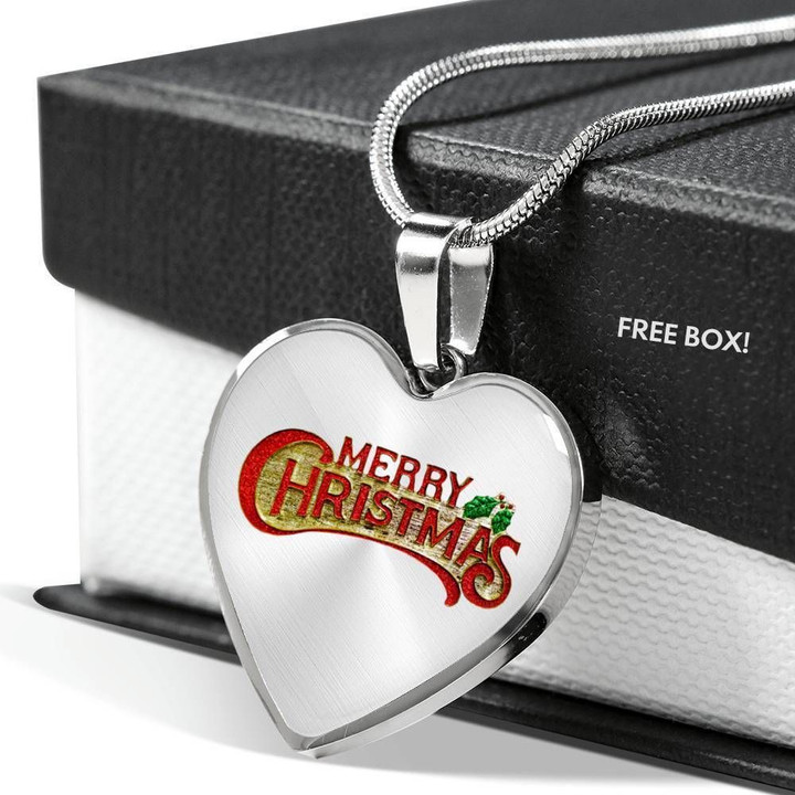 Merry Christmas Gift For Her Stainless Heart Pendant Necklace