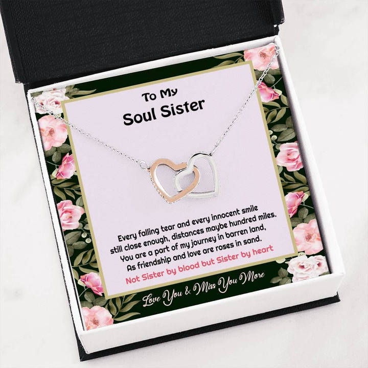Gift For Soul Sister Love You And Miss You More Interlocking Hearts Necklace