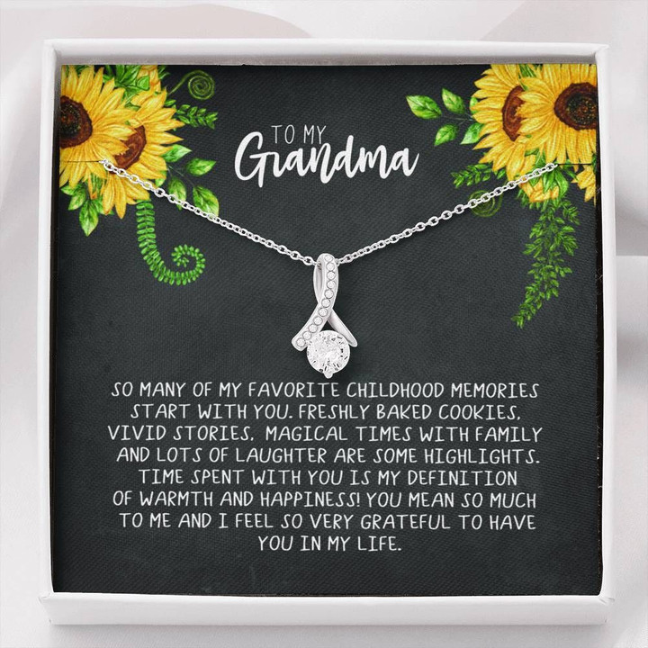 Gift For Grandma 14K White Gold Alluring Beauty Necklace Very Grateful To Have You In Life