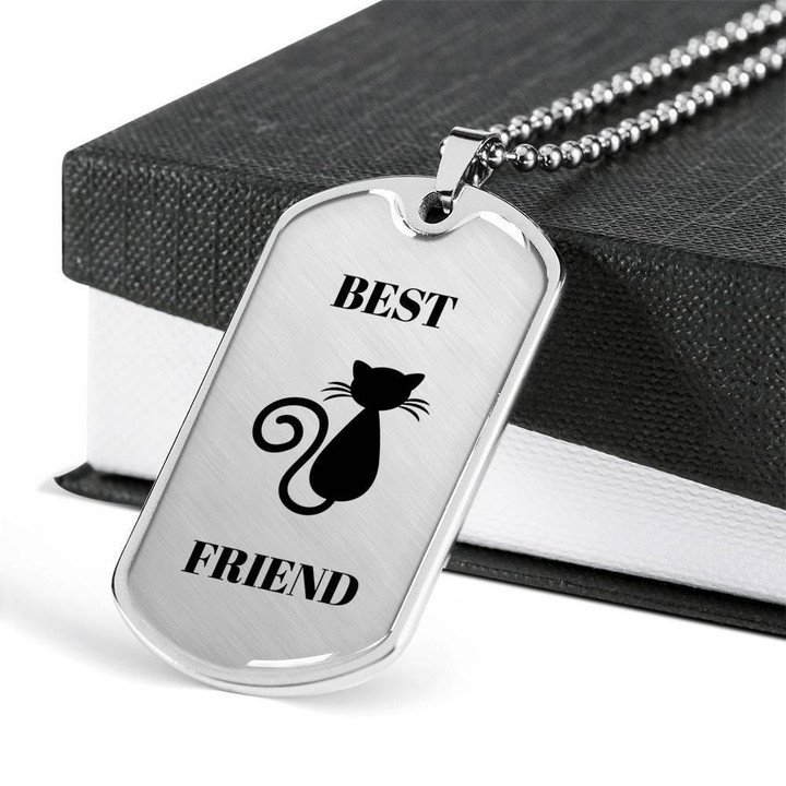 My Cat Is My Best Friend Dog Tag Pendant Necklace Gift For Men