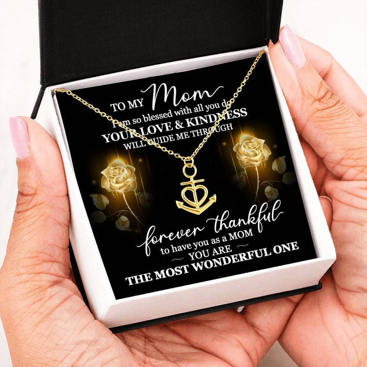 Blessed With All You Do Anchor Necklace Gift For Mom Mama