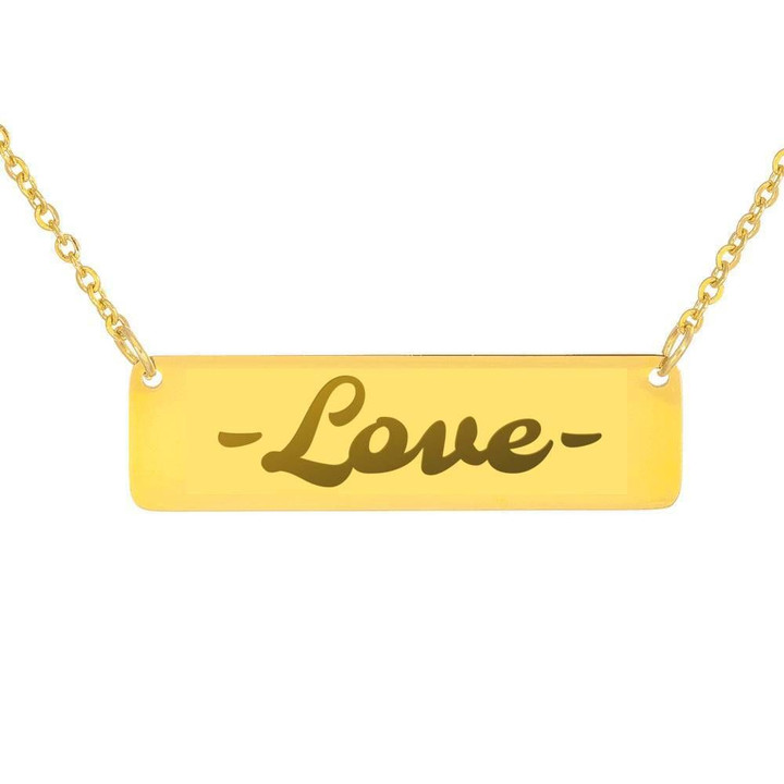 Only Love 18K Gold Horizontal Bar Necklace Gift For Women