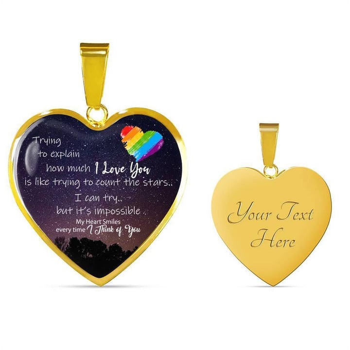 Heart Rainbow Gift For Wife How Much I Love You 18k Gold Heart Pendant Necklace