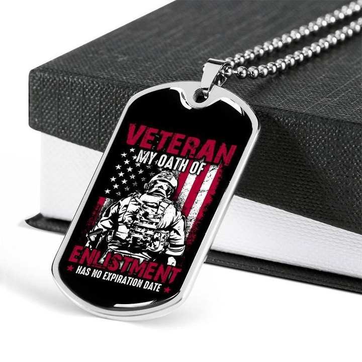 Veteran My Oath Of Enlistment Gift For Veteran Stainless Dog Tag Pendant Necklace