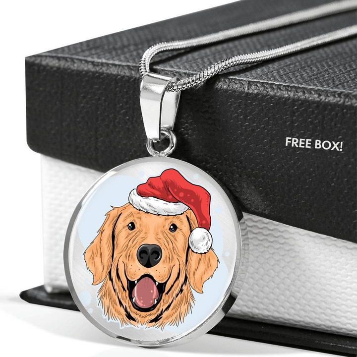 Christmas Dog Gift For Dog Lovers Stainless Circle Pendant Necklace