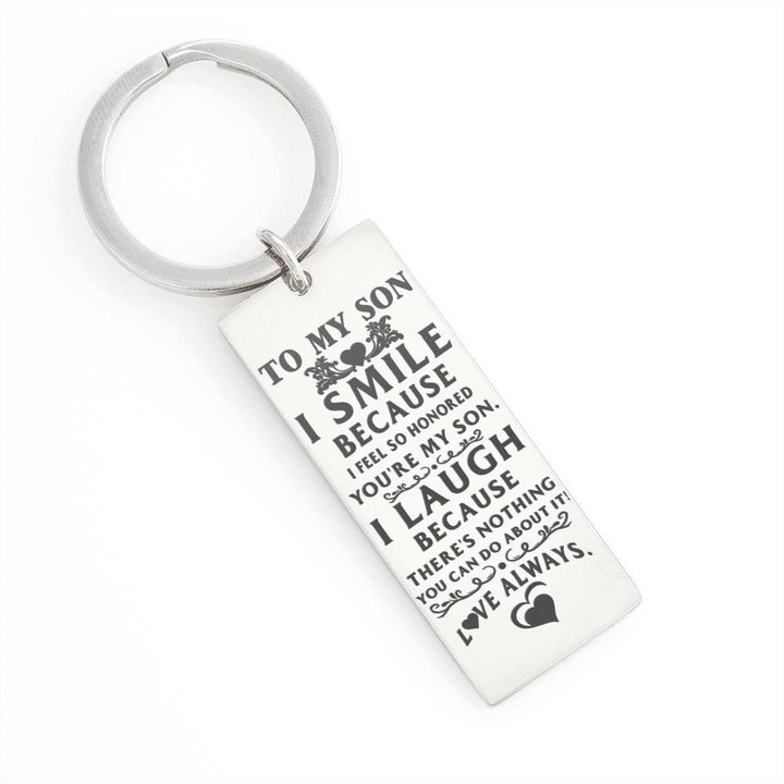 I Laugh Because There's Nothing You Can Do About It Engraved Keyring Gift For Son