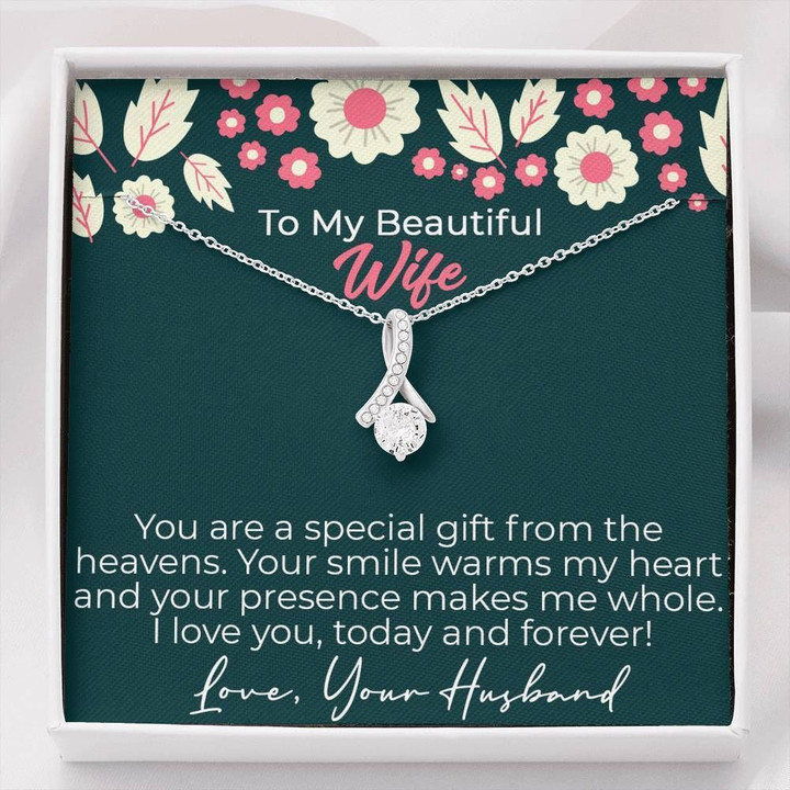 Gift For Wife Your Presence Makes Me Whole 14K White Gold Alluring Beauty Necklace