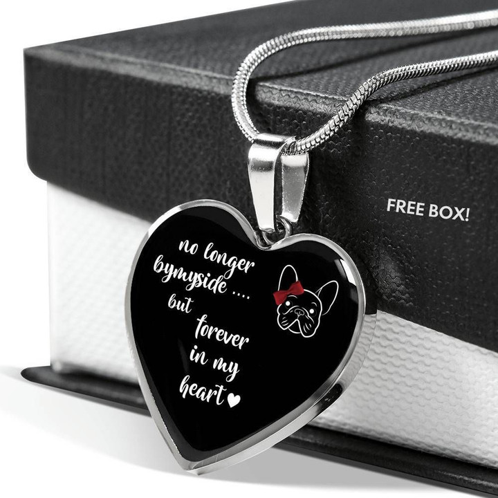 No Longer By My Side French Pitbull Heart Pendant Necklace Gift For Dog Lovers
