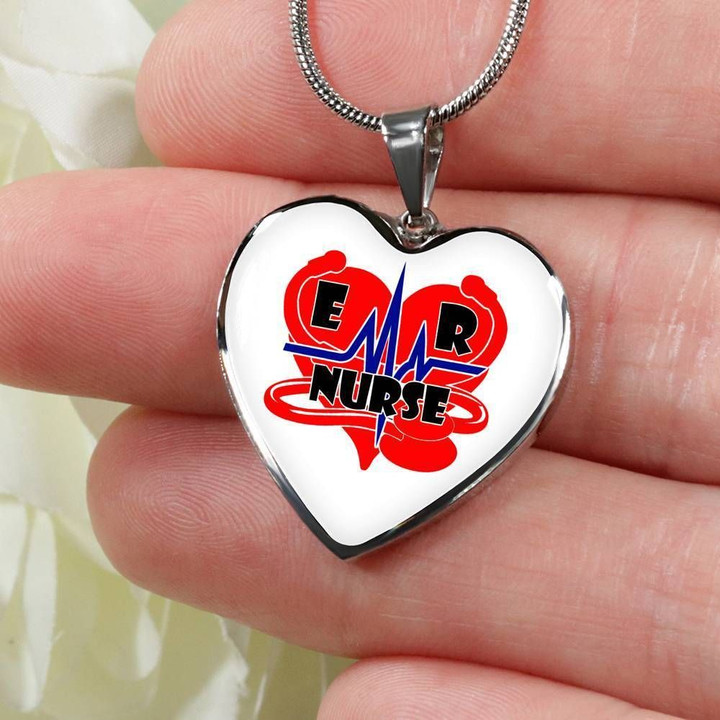 Love For Job Stethoscope Stainless Heart Pendant Necklace Gift For ER Nurse