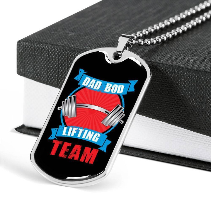 Dad Bod Lifting Team Stainless Dog Tag Pendant Necklace Gift For Men