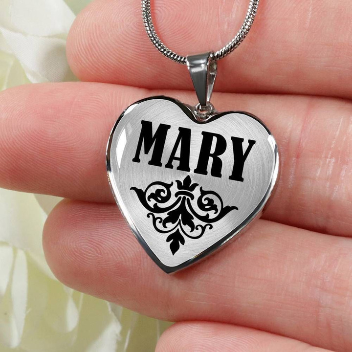 Gift For Girl Who Named Mary Stainless Heart Pendant Necklace