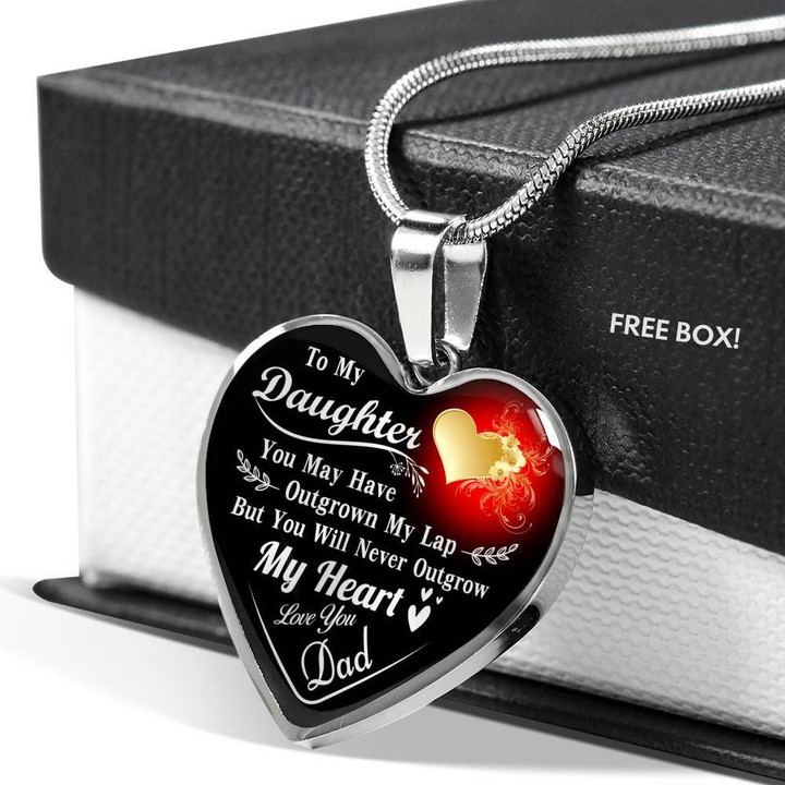 Gift For Daughter You'll Never Outgrow My Heart Stainless Heart Pendant Necklace