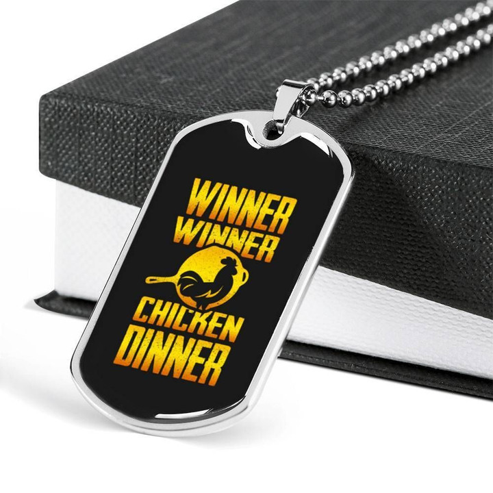Winner Chicken Dinner Stainless Dog Tag Pendant Necklace Gift For Men