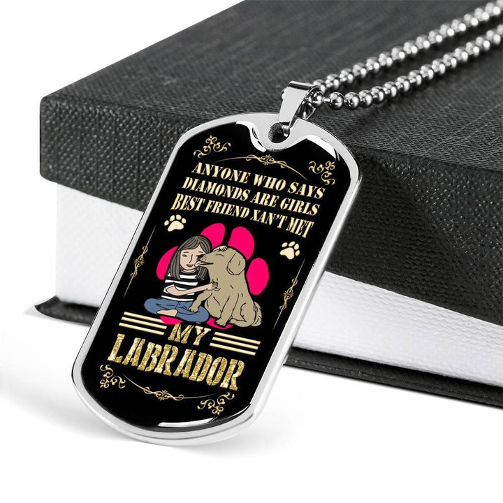 Labrador Lovers Anyone Who Says Diamonds Are Girls Stainless Dog Tag Pendant Necklace Gift For Men