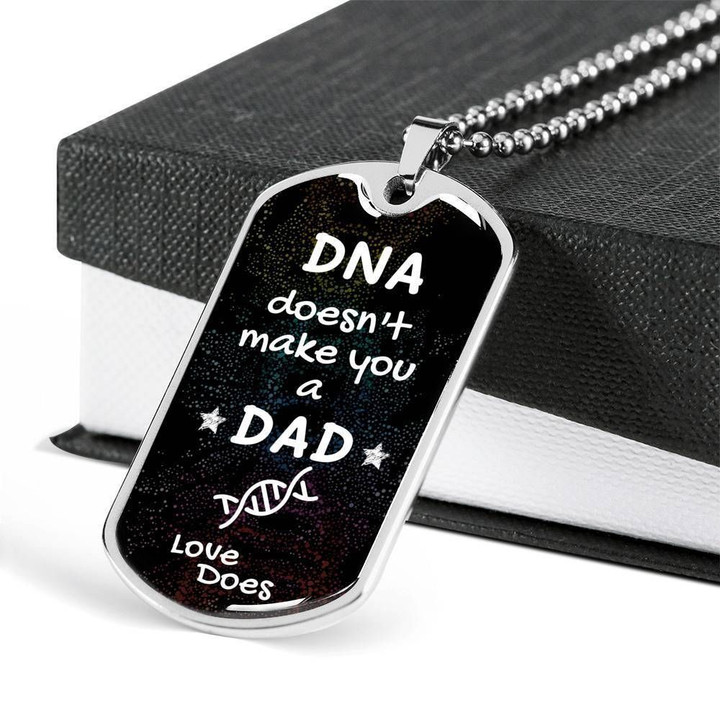 Dna Doesn't Make You A Dad Candy Stainless Dog Tag Pendant Necklace Gift For Men