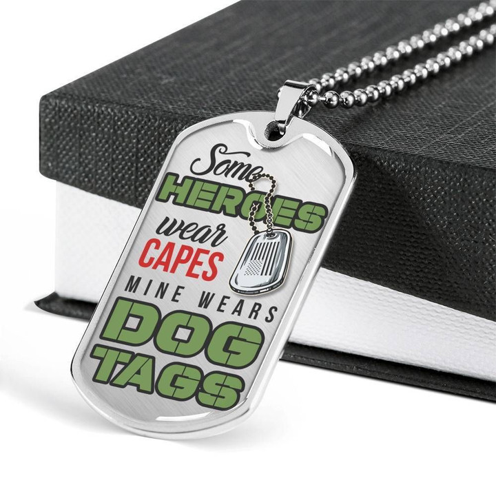 Gift For Veteran Some Heroes Wear Dog Tags Stainless Dog Tag Pendant Necklace
