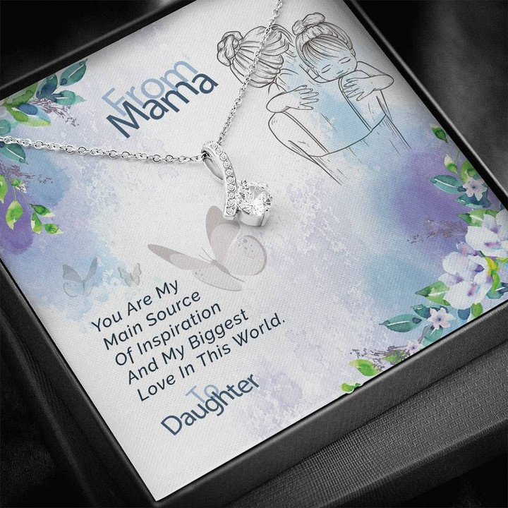 Gift For Mom Mama You Are My Main Source 14K White Gold Alluring Beauty Necklace