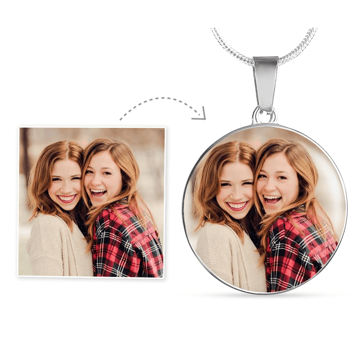 Best Friends Stainless Custom Photo Circle Pendant Necklace Gift For BFF