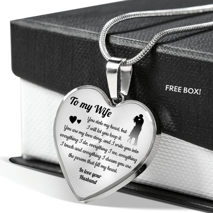You Stole My Heart Gift For Wife Stainless Heart Pendant Necklace