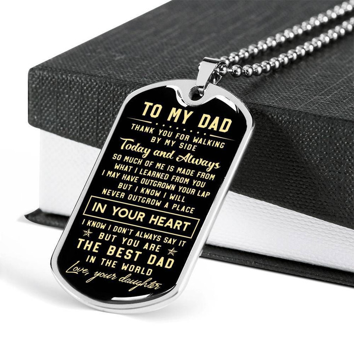 Thank You For Walking By My Side Stainless Dog Tag Pendant Necklace Gift For Papa