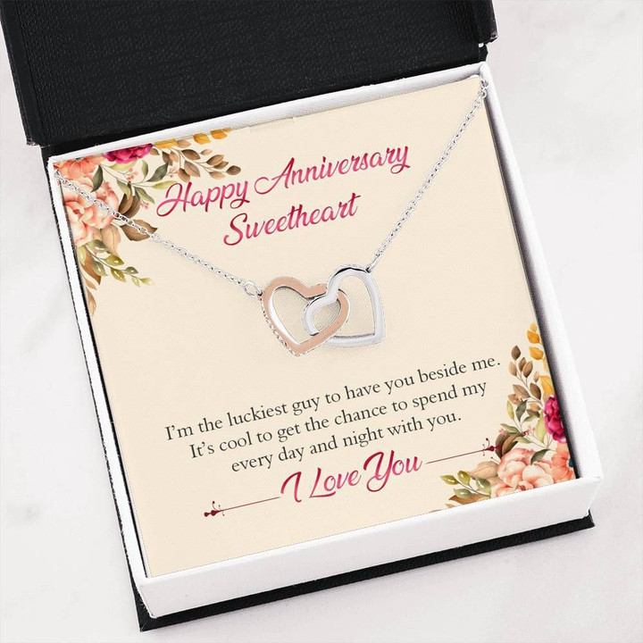 The Luckiest Guy To Have You Interlocking Hearts Necklace Gift For Wife
