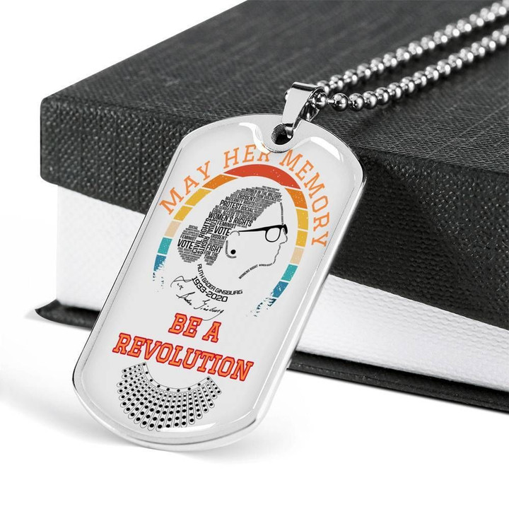 Rbg May Her Memory Be A Revolution Stainless Dog Tag Pendant Necklace Gift For Men
