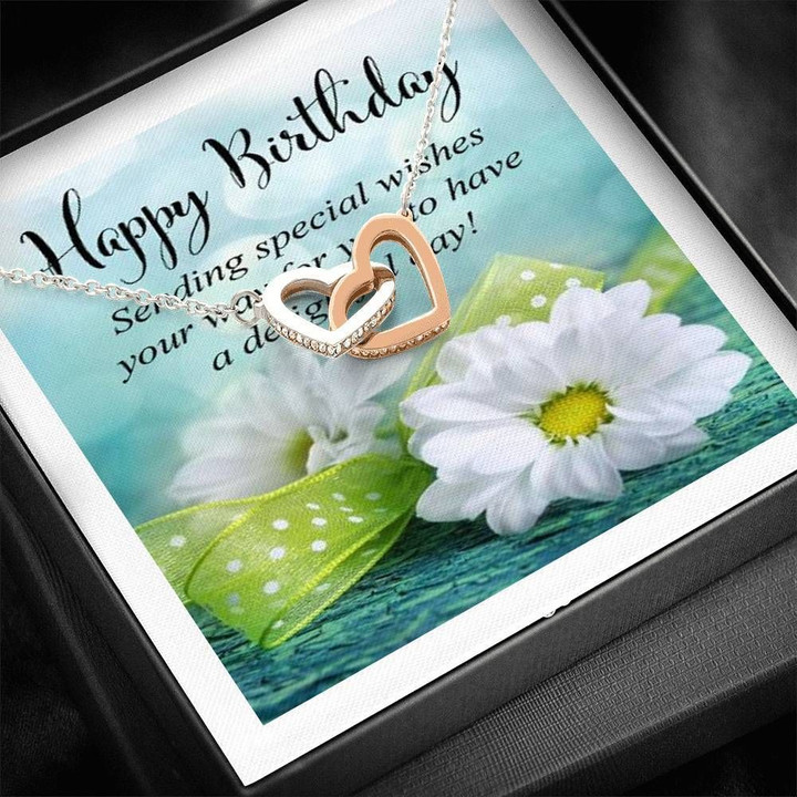 Happy Birthday Sending Special Wishes Gift For Daughter Interlocking Hearts Necklace