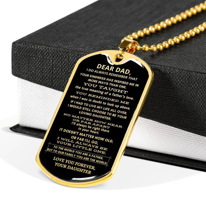 Love You Forever 18k Gold Dog Tag Pendant Necklace Gift For Dad